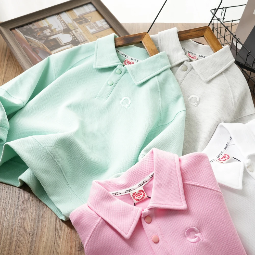 男童春秋休闲字母百搭polo衫儿童日常翻领上衣中大童洋气S821