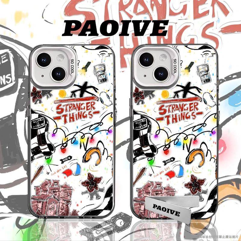 适用苹果华为vivo一加iPhone小米三星怪奇物语防摔彩银手机壳
