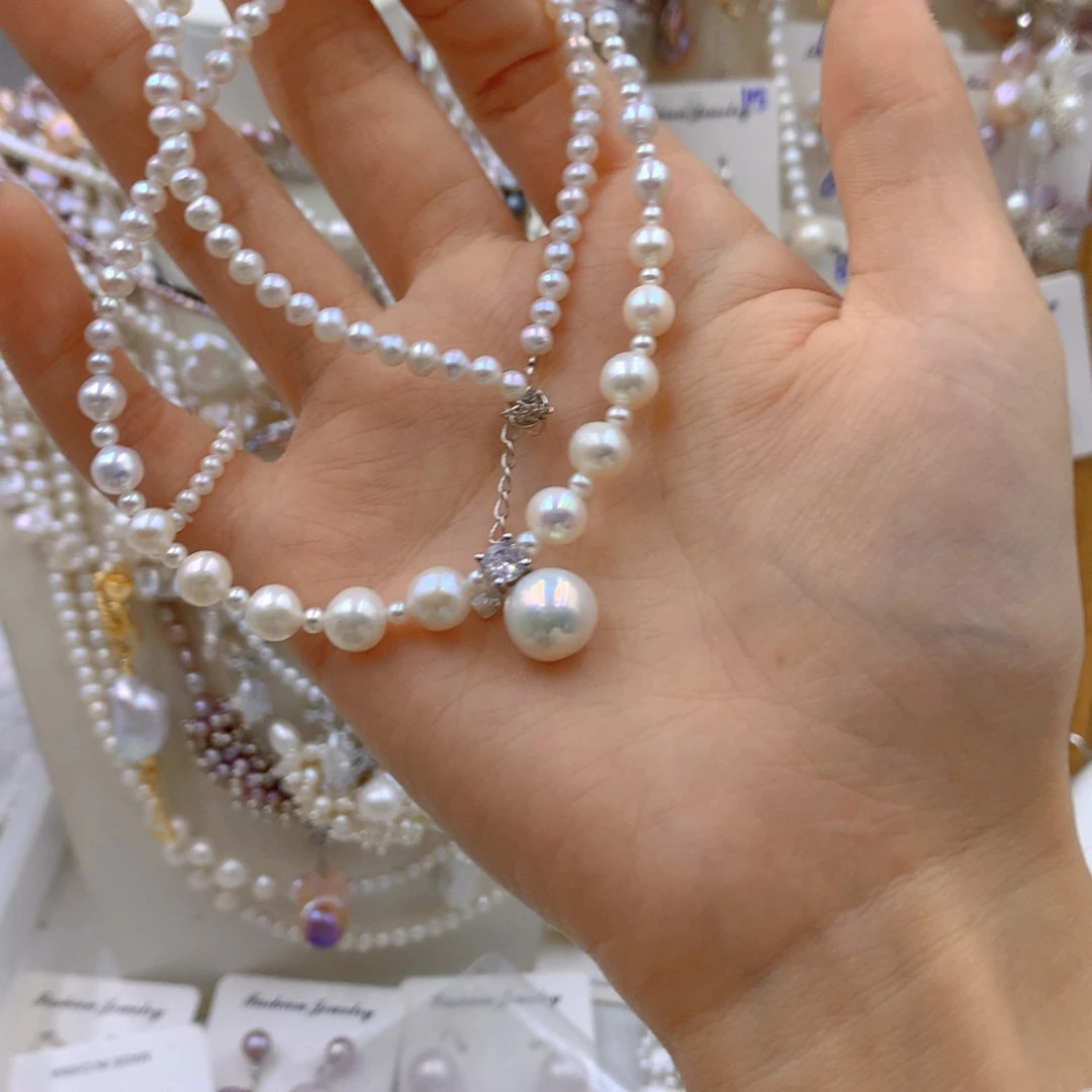 淡水珍珠耳饰银S925镶嵌桃*