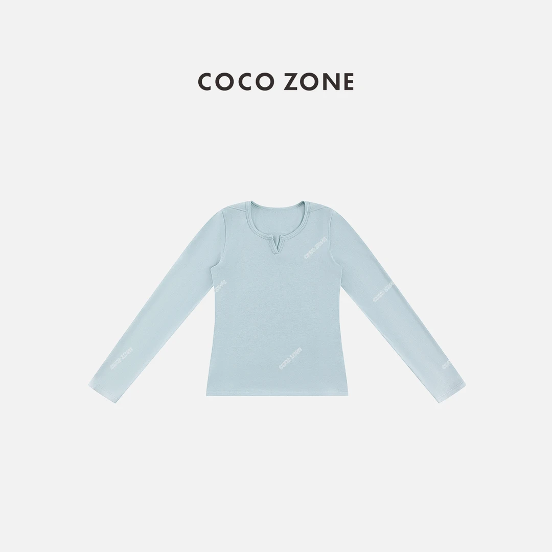 COCO ZONE 刘一一 “奥黛丽”早春底磨毛保暖圆领长袖T恤CC1D2814