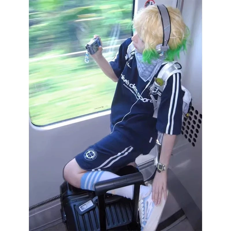 美式复古休闲运动套装女夏季薄款学院风宽松短袖短裤两件套运动服