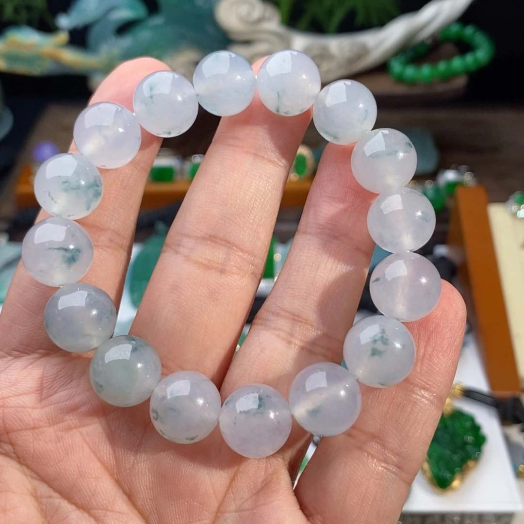 翡翠手串未镶嵌飘花手串