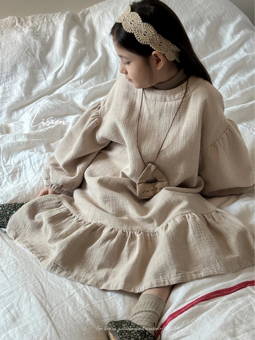 615105-LISTEN-轻法侘寂风暗纹连衣裙