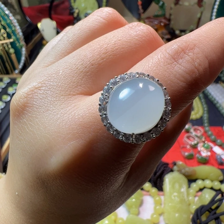 和田玉（白玉）颈饰银S925镶嵌