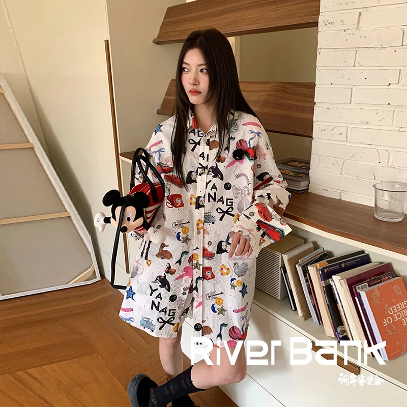 河岸家买手店设计师YANAG宽松百搭廓形长袖散落玩具衬衫上衣25春