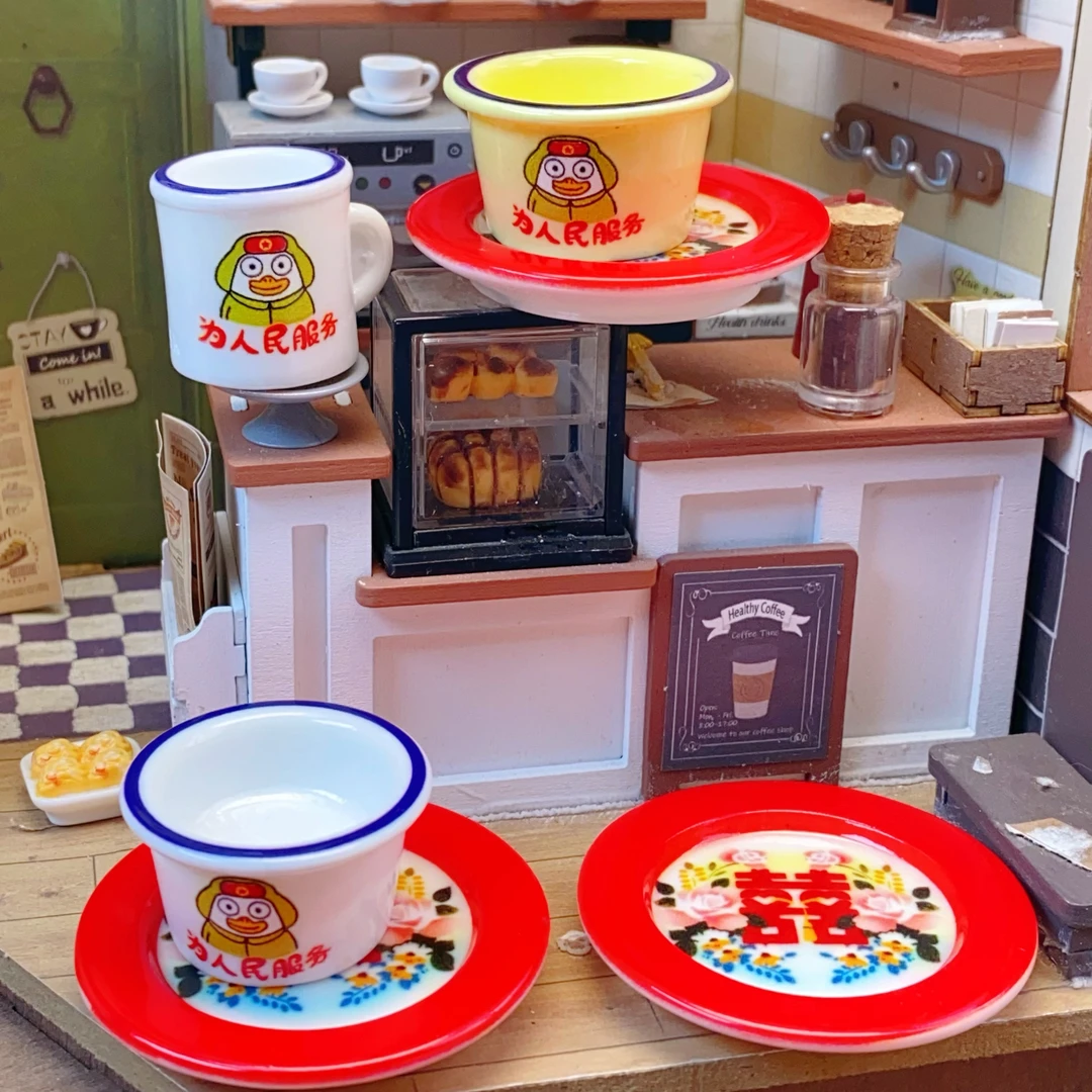 怀旧搪瓷碗杯子 diy奶油手机壳树脂配件手工发夹材料饰品