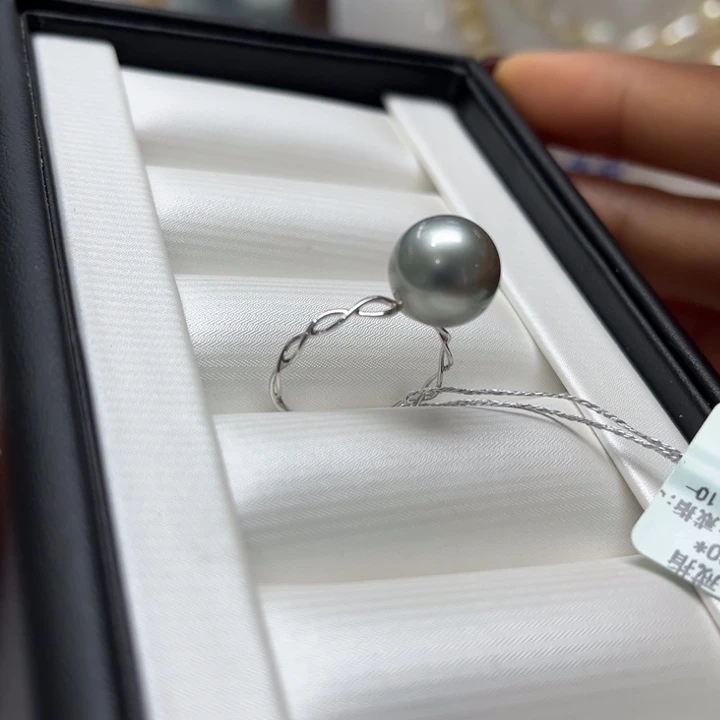 海水珍珠戒指18K金镶嵌10-11mm