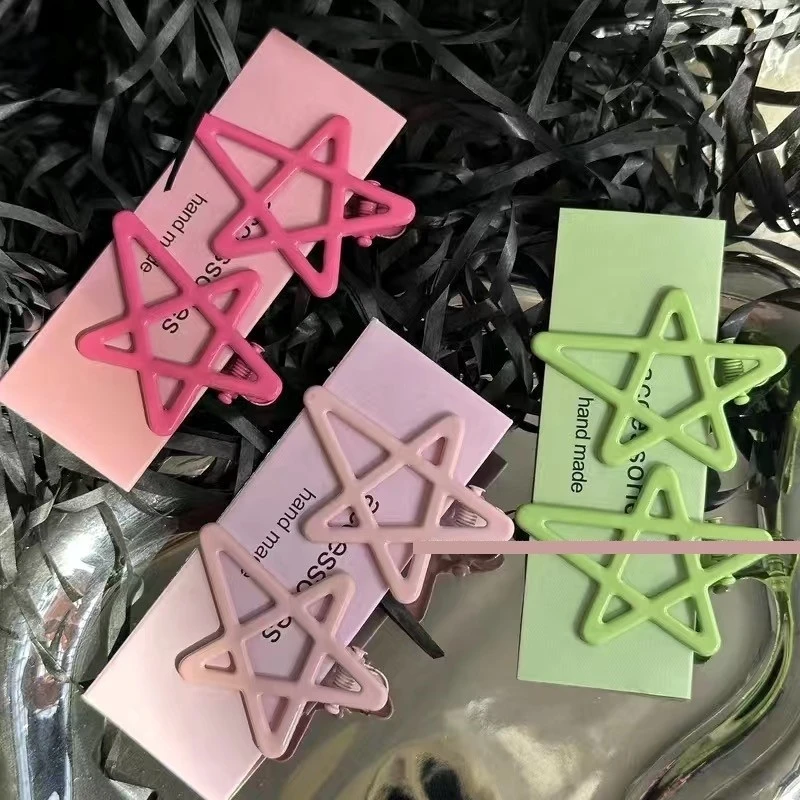 彩色可爱发夹星星日韩浪漫心多巴胺仿毛绒蝴蝶结亚克力风格锌合