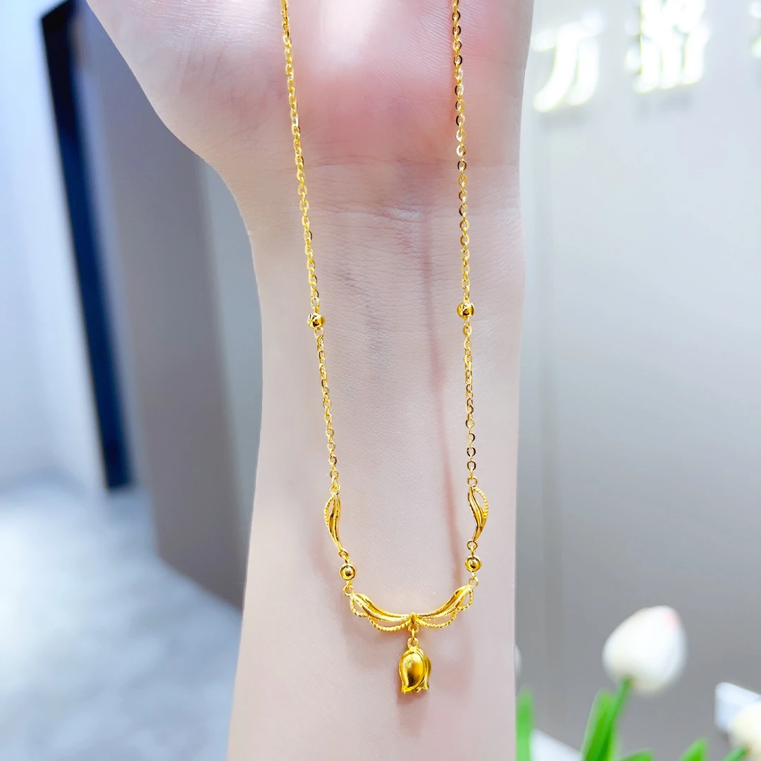 精品5G足金气质百搭简约素款铃兰花女款项链00698