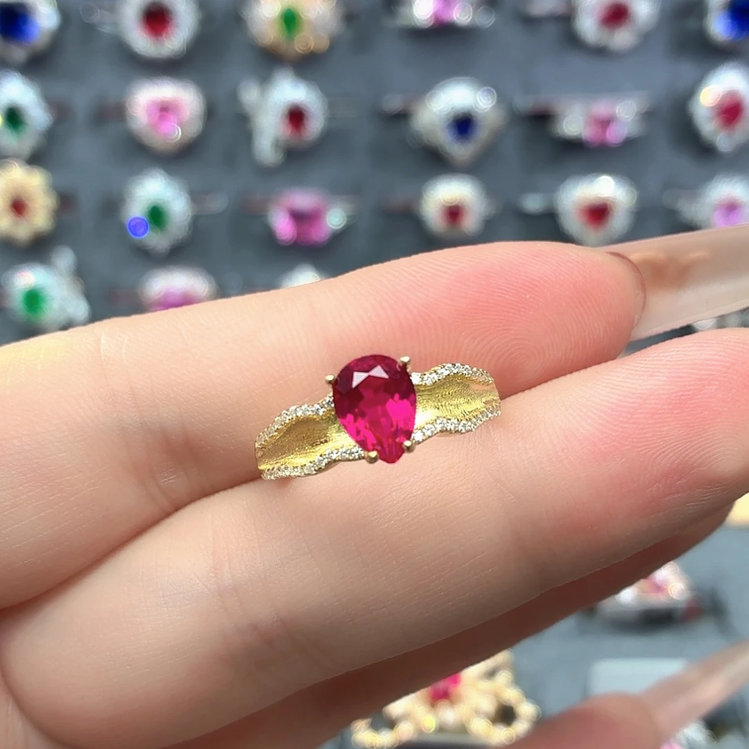 925银培育卢比莱色宝石