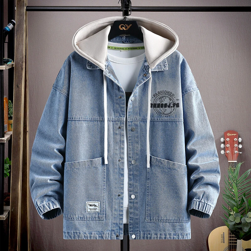 春秋季青少年牛仔外套男生新款大童上衣休闲宽松学生潮流男装夹克