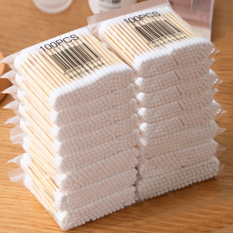 多功能棉签掏耳朵一次性双头家用卫生清洁棉二合一卸妆木质棉花棒