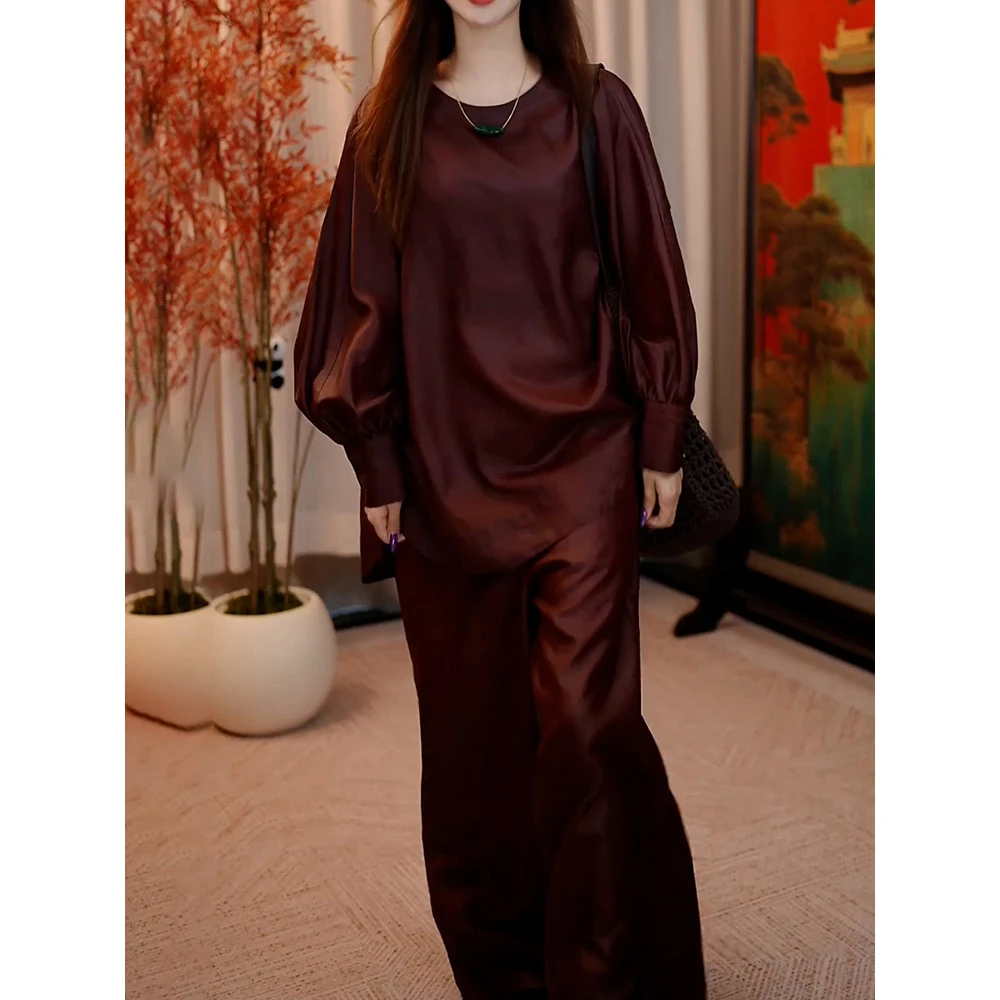 精致优雅时尚国风套装2025秋季新款高贵气质减龄百搭衬衫+阔腿裤