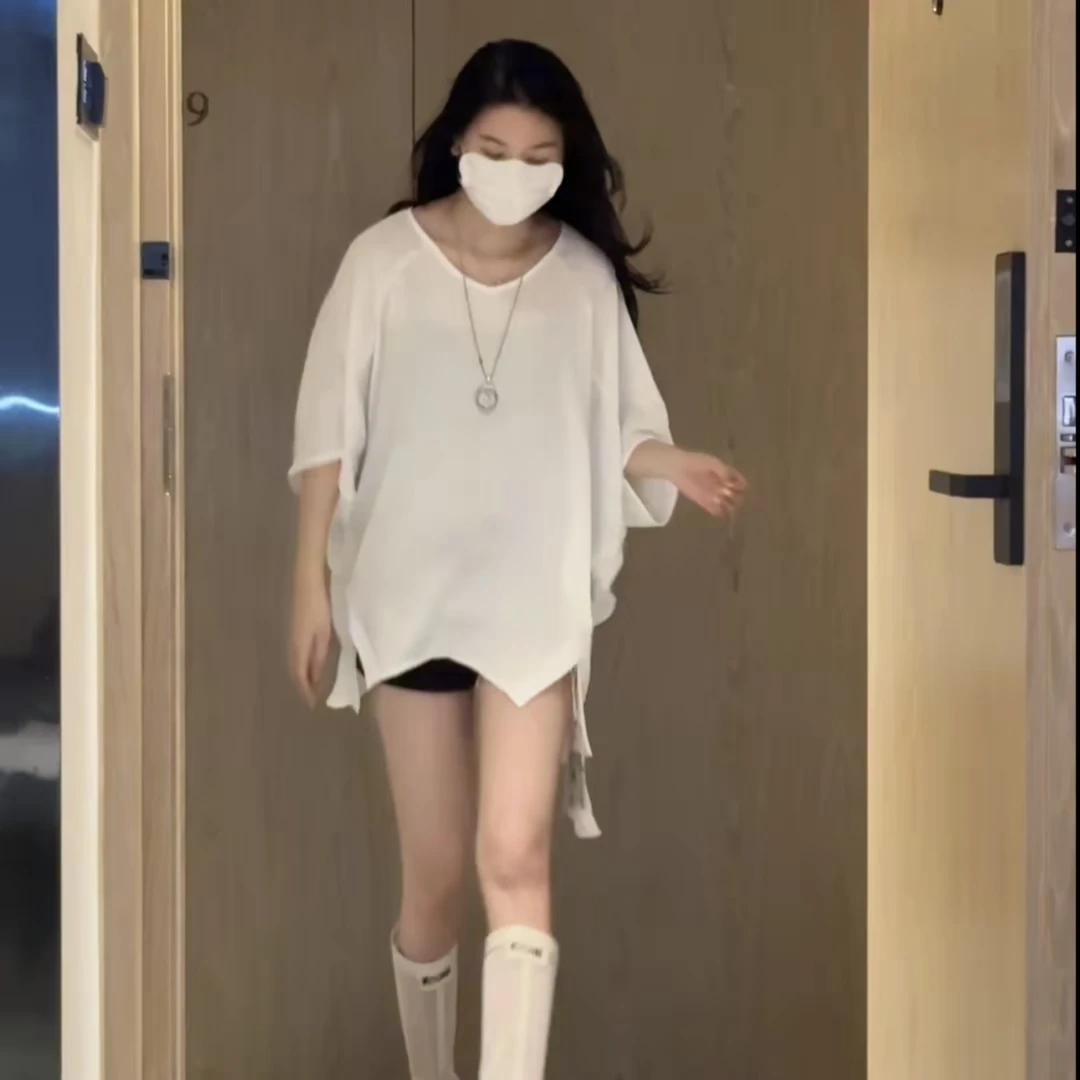 小开叉大促不规则设计百搭夏季显瘦宽松冰感防晒痞帅炸街风女装