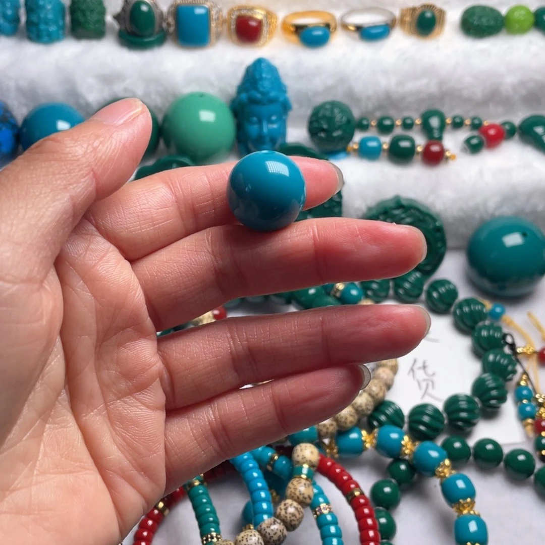 石材嗨*鹏卡17天空蓝圆珠