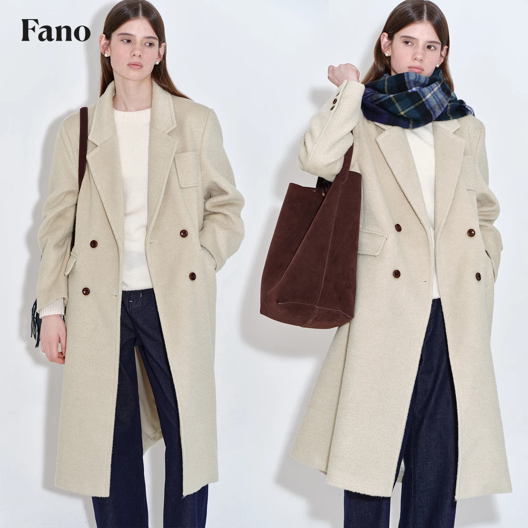 【清仓】“肌理感毛绒呢料可持续性穿搭”长款西装呢外套FQ25W135