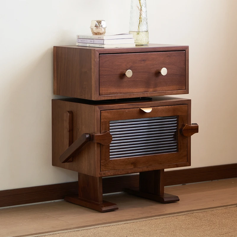 北美黑胡桃木机器人柜边柜收纳柜