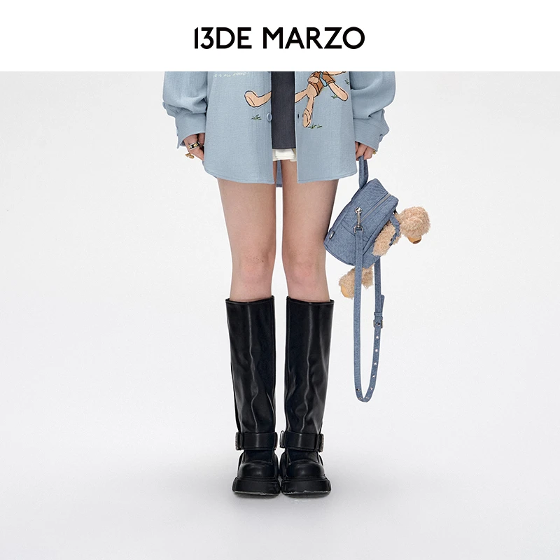 13DE MARZO男女同款 25早春新款背带熊人造皮双肩包小众时尚背包