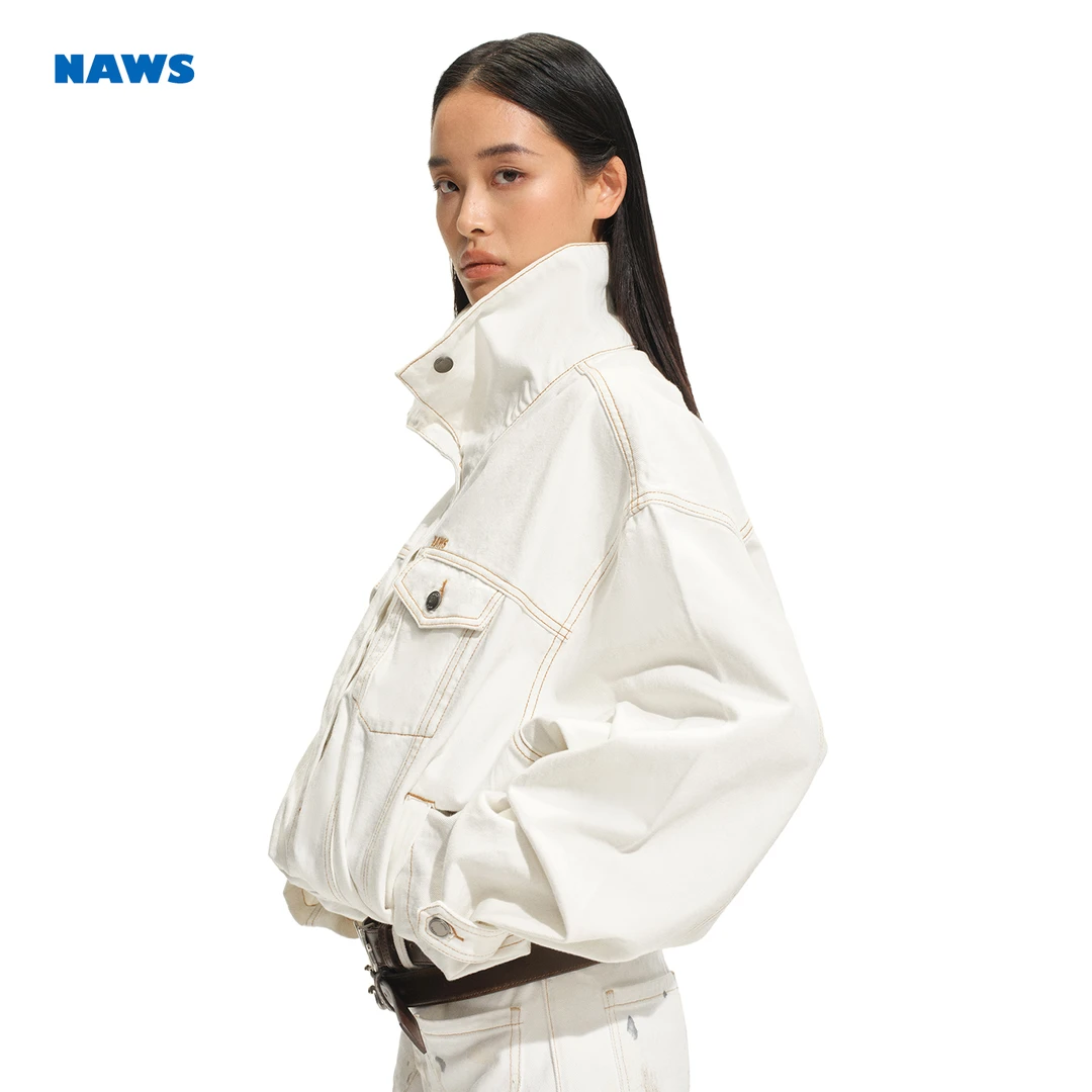 NAWS 马术宽松牛仔外套【马术系列】翻立领水洗基础日常正肩夹克
