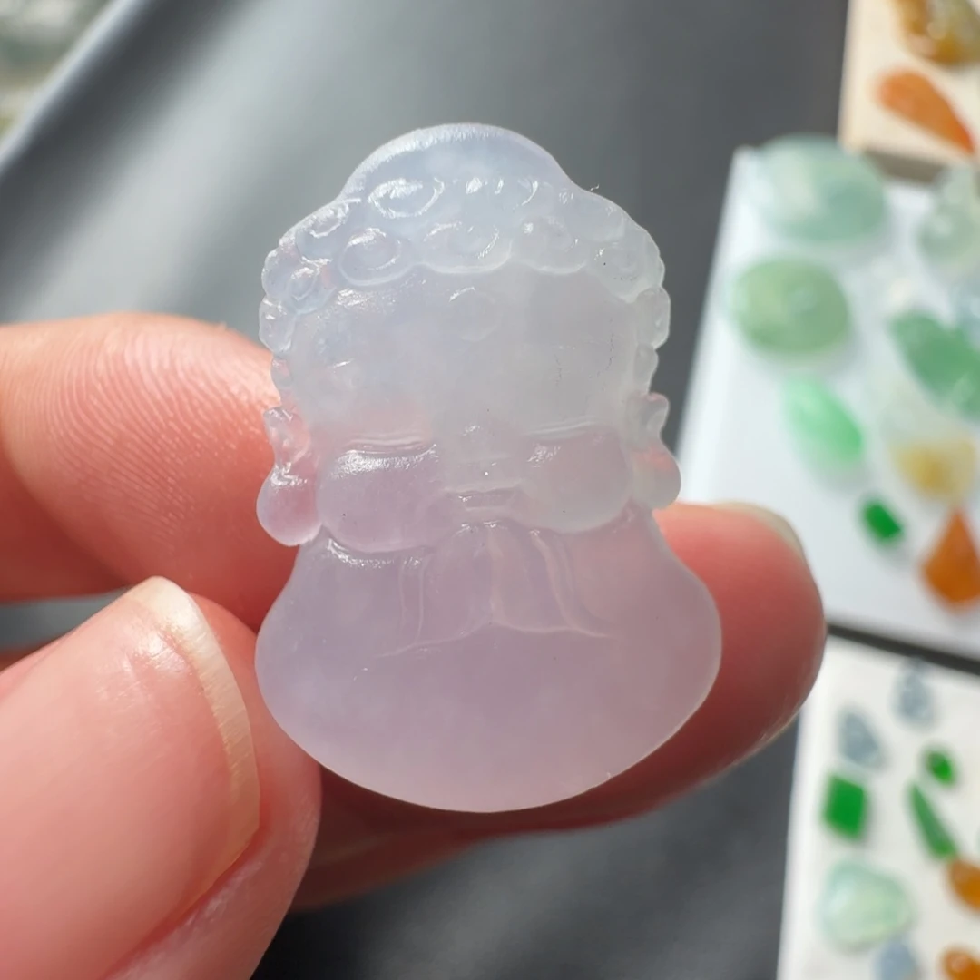 定制翡翠未镶嵌冰紫宝宝佛