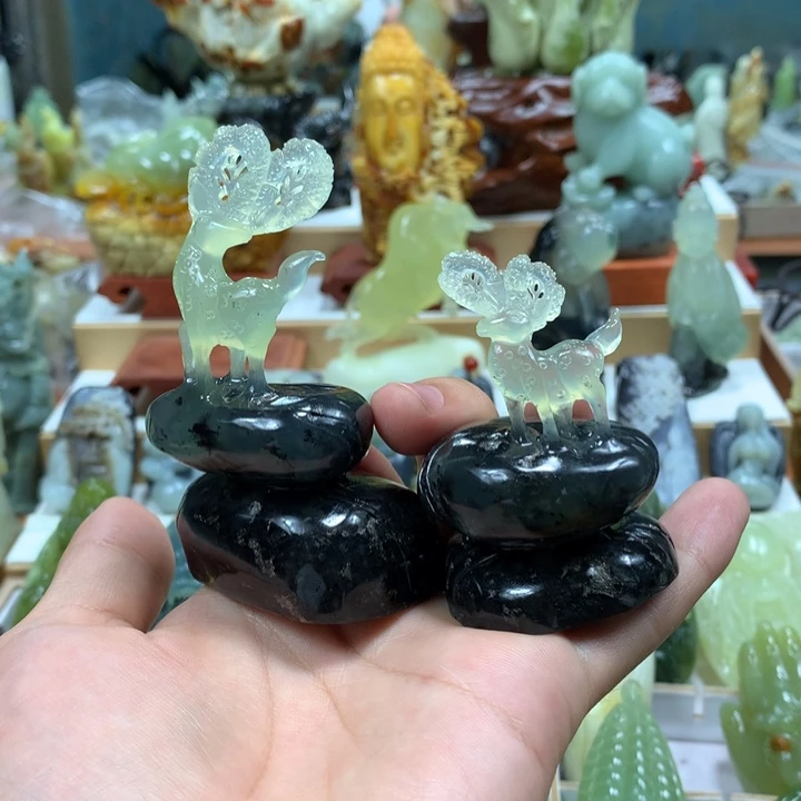 闲***阁蛇纹石玉合金手把件