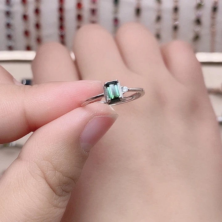 碧玺戒指银S925镶嵌戒指