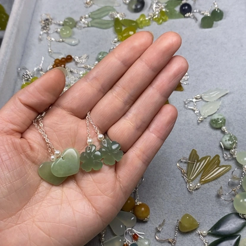 【闪购商品】蛇纹石玉挂件耳饰耳环项链未镶嵌健**乐