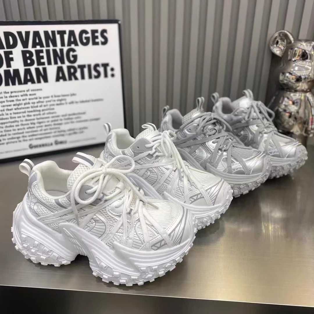 【FBZN官方正品】2025春夏新款厚底6cm增高老爹鞋女鞋小个子透气