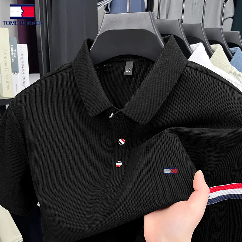 【旗舰店】正品汤米希凯利纯棉经典翻领polo衫夏季透气宽松男士上衣
