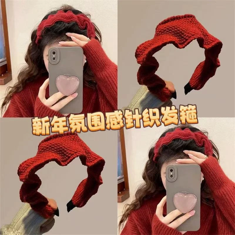 LAPHE 复古宽边褶皱秋冬新年氛围感气质显发量高颅顶针织发箍