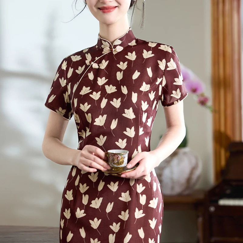 新中式旗袍2025新款复古高端老上海素雅国风礼服改良日常可穿长裙