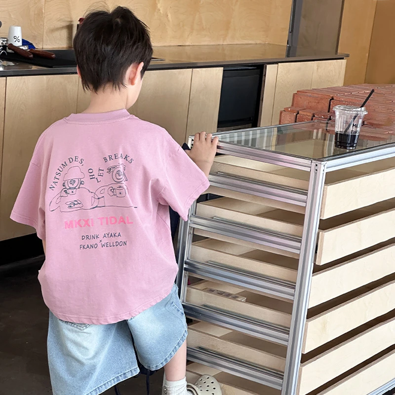 儿童短袖男童夏装t恤2025夏季新款中大童洋气小男孩纯棉半袖上衣t