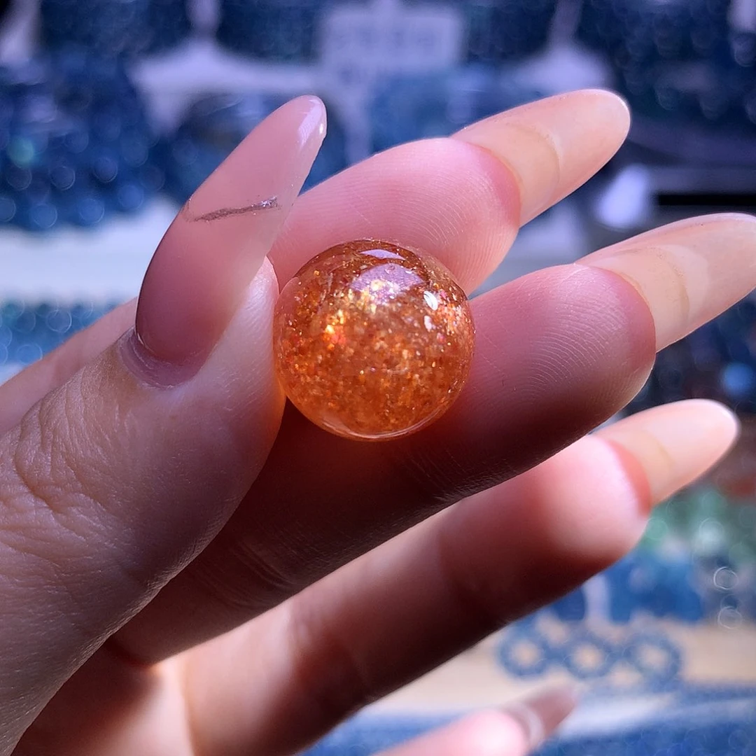 天然辰砂14.7mm金太阳单珠