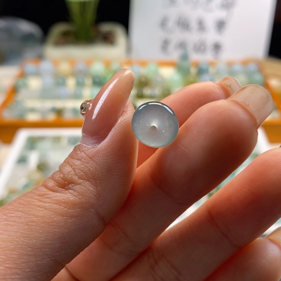 翡翠散珠天然翡翠冰蓝10×4.5