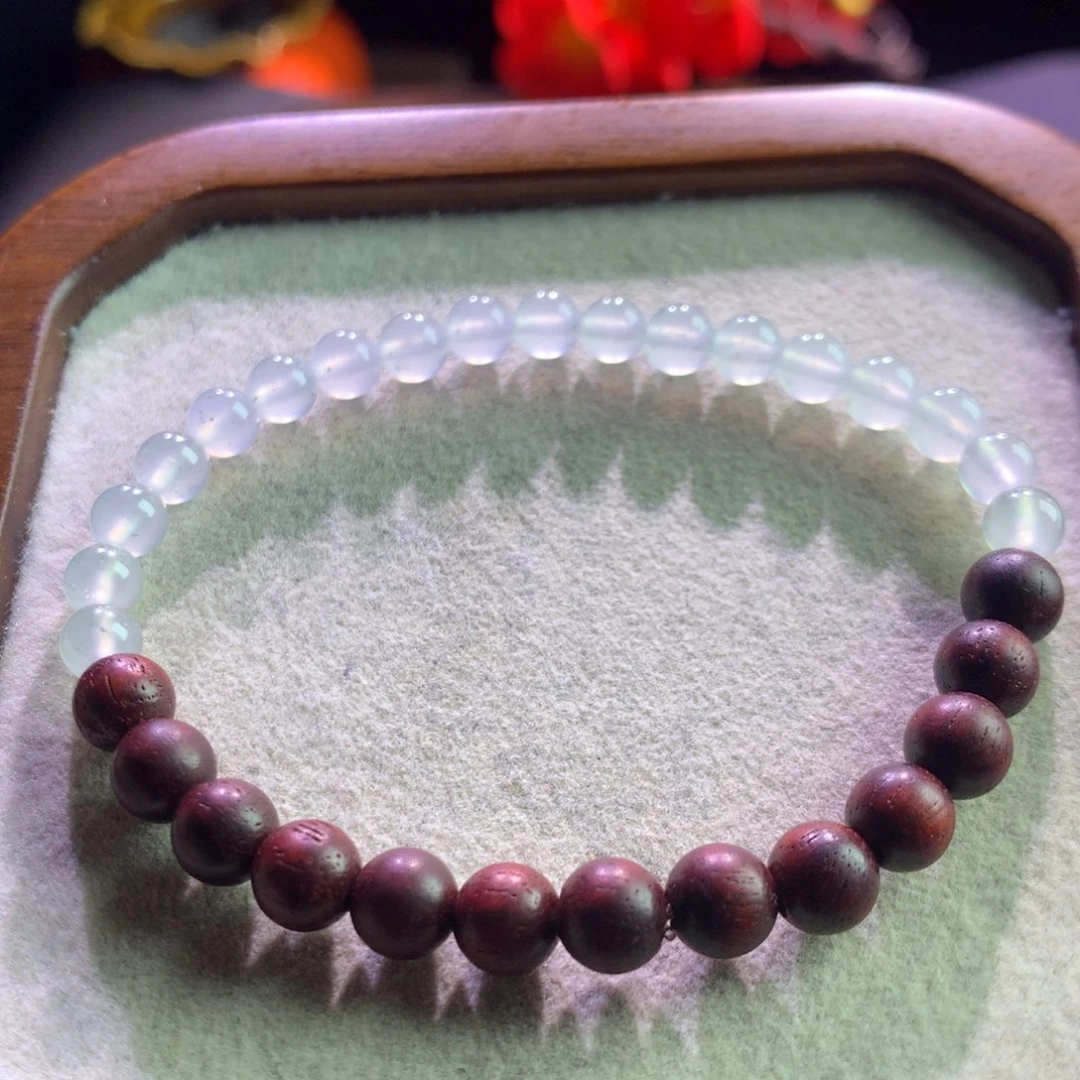 翡翠未镶嵌手链肝病白冰半串5mm