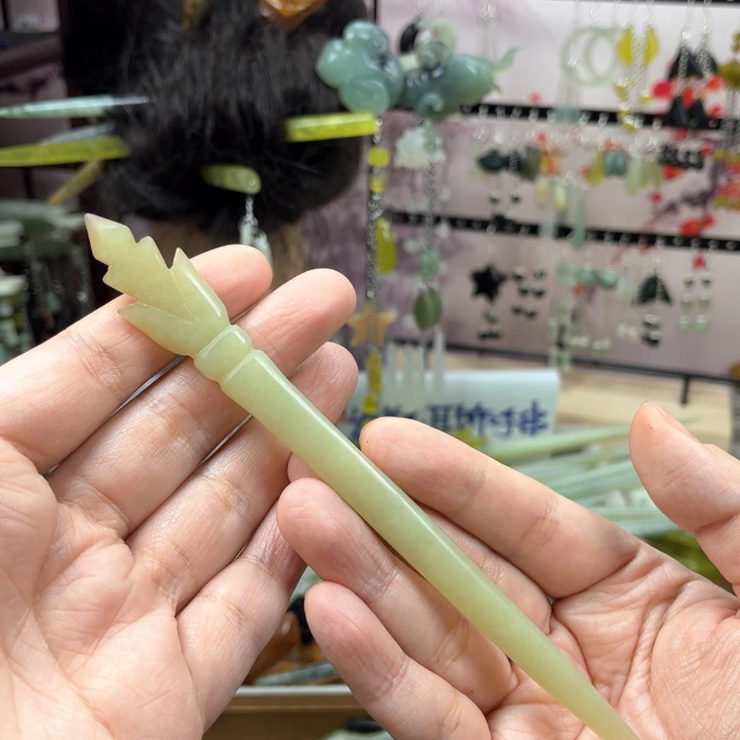 岫玉未镶嵌发饰长度18厘米左右