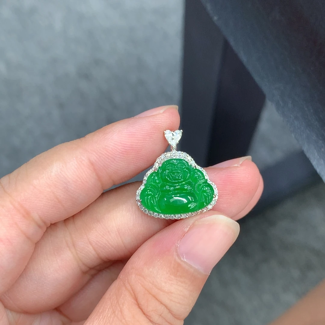 翡翠18K金镶嵌吊坠(不含链)吊坠