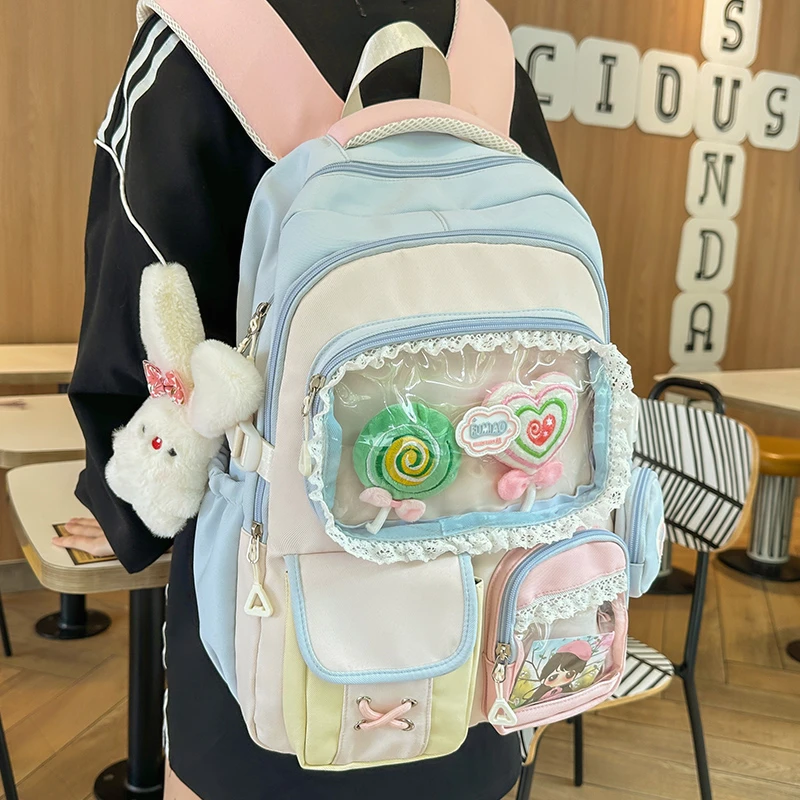 高中生减负书包拉链百搭ins风双肩通用双根学院风