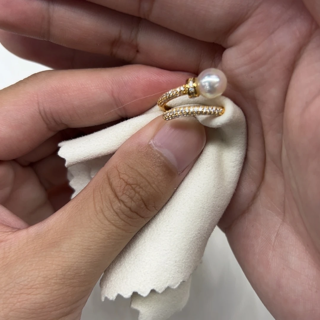 银S925镶嵌戒指海水珍珠7-8mm海水Ak戒指