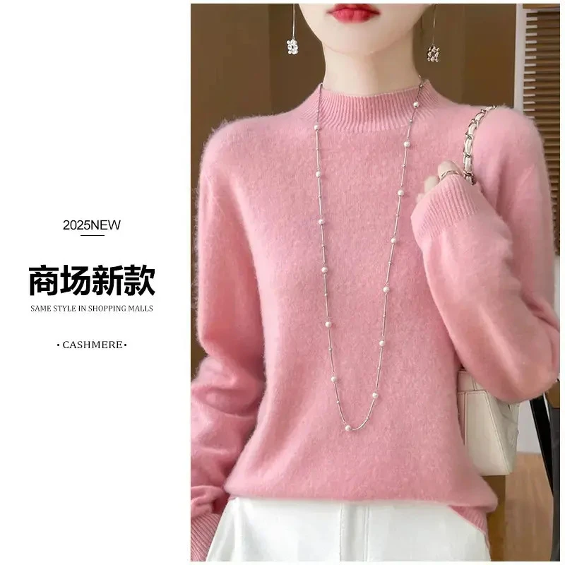 【商场经典新款】一线成衣纯羊毛半高领显瘦百搭套头针织打底衫