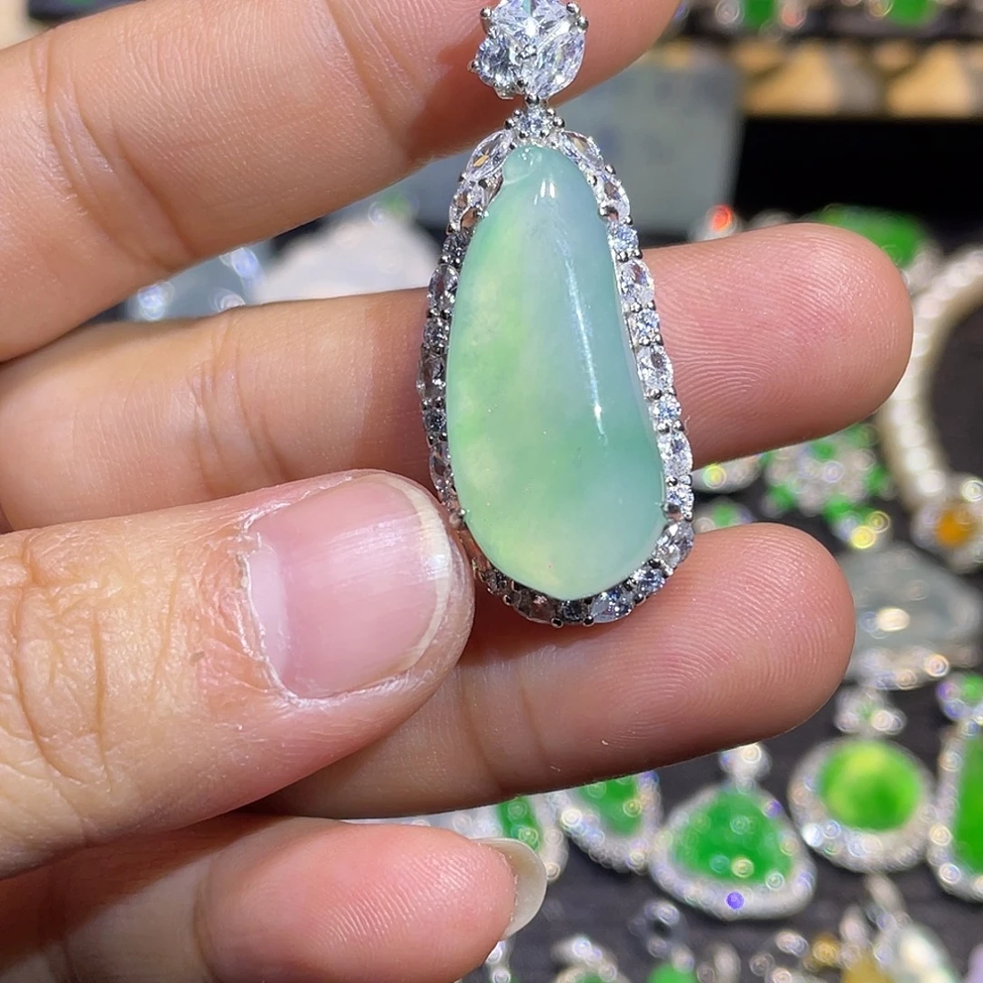 翡翠银S925镶嵌吊坠(不含链)