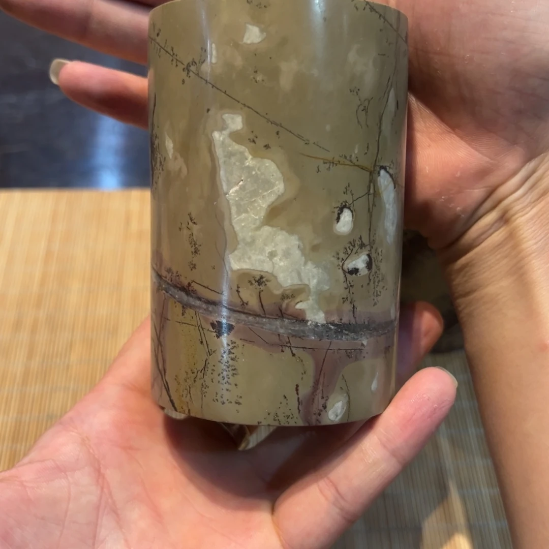 天然国画石六君子桶