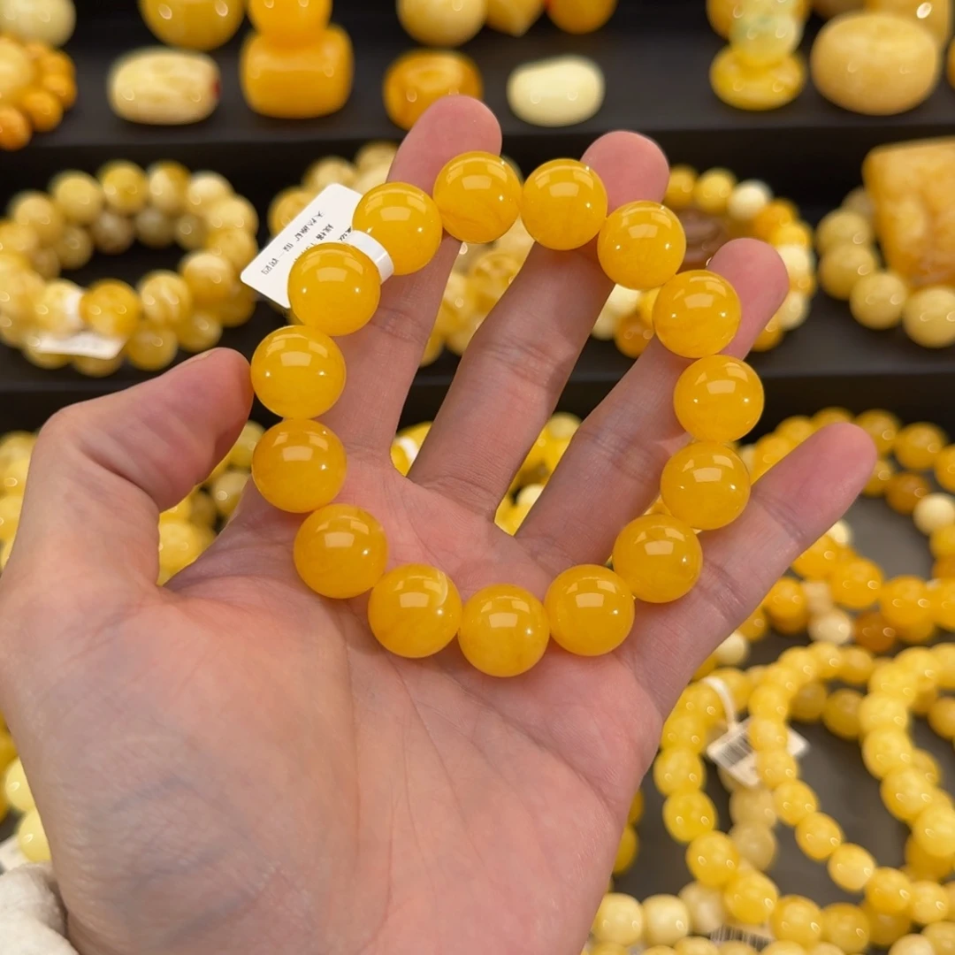 琥珀未镶嵌裸石15mm橘红焦皮同料