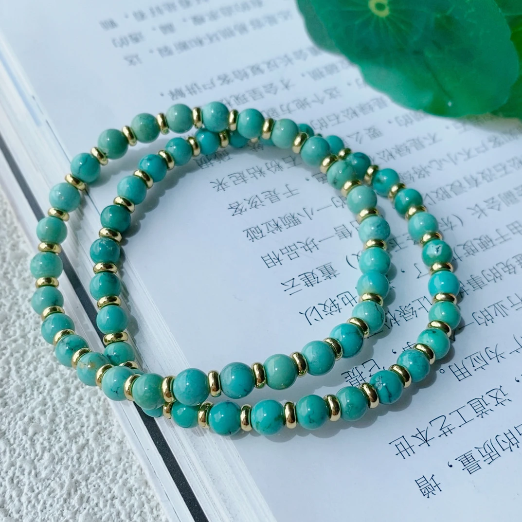 湖北天然原矿绿松石绿色精致高级时尚手串多色多样性随机发一件