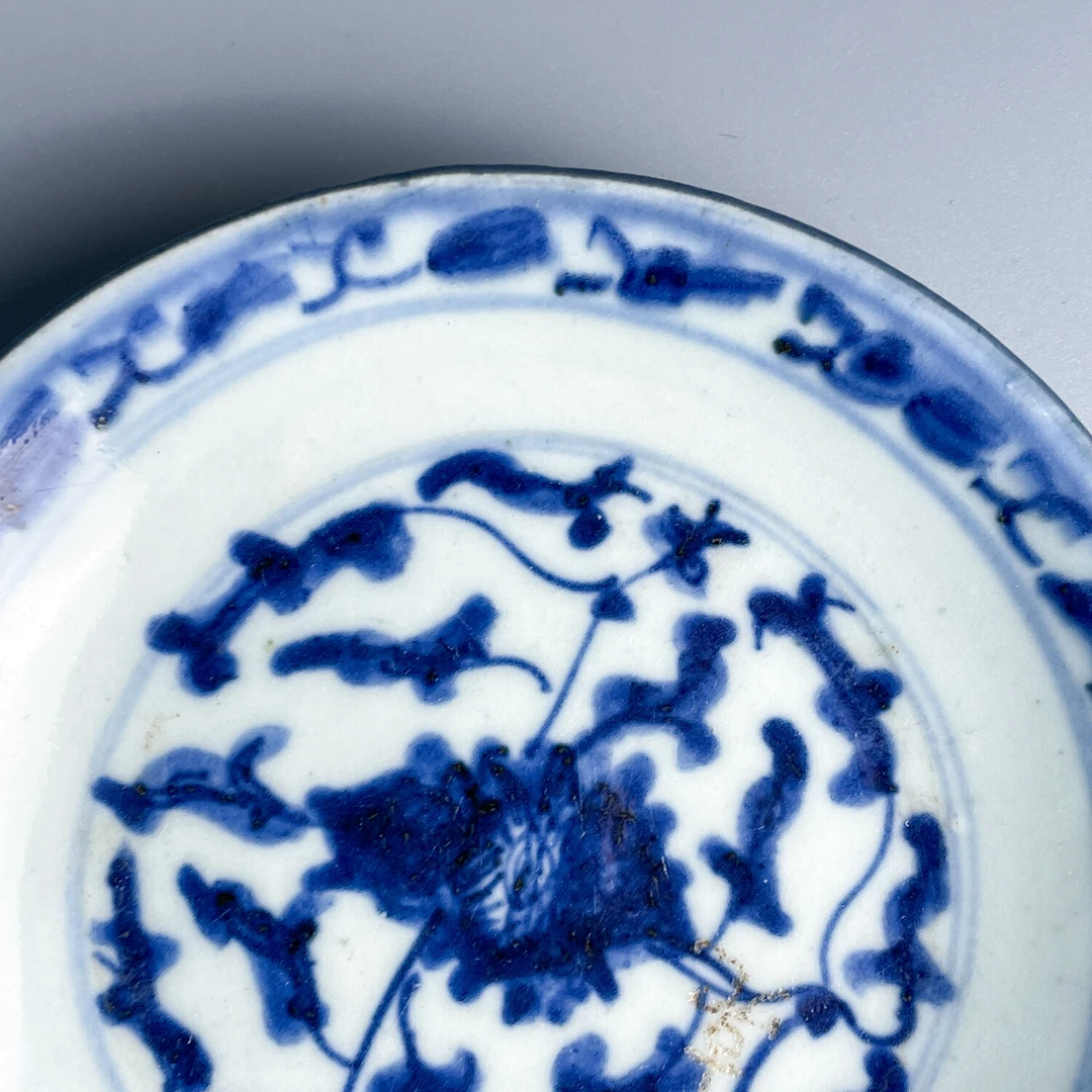 清道光 青花花卉纹盘-5-M25LK003529-02