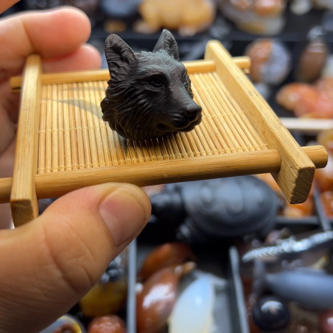 玛瑙/玉髓未镶嵌挂件摆件手玩件狼头