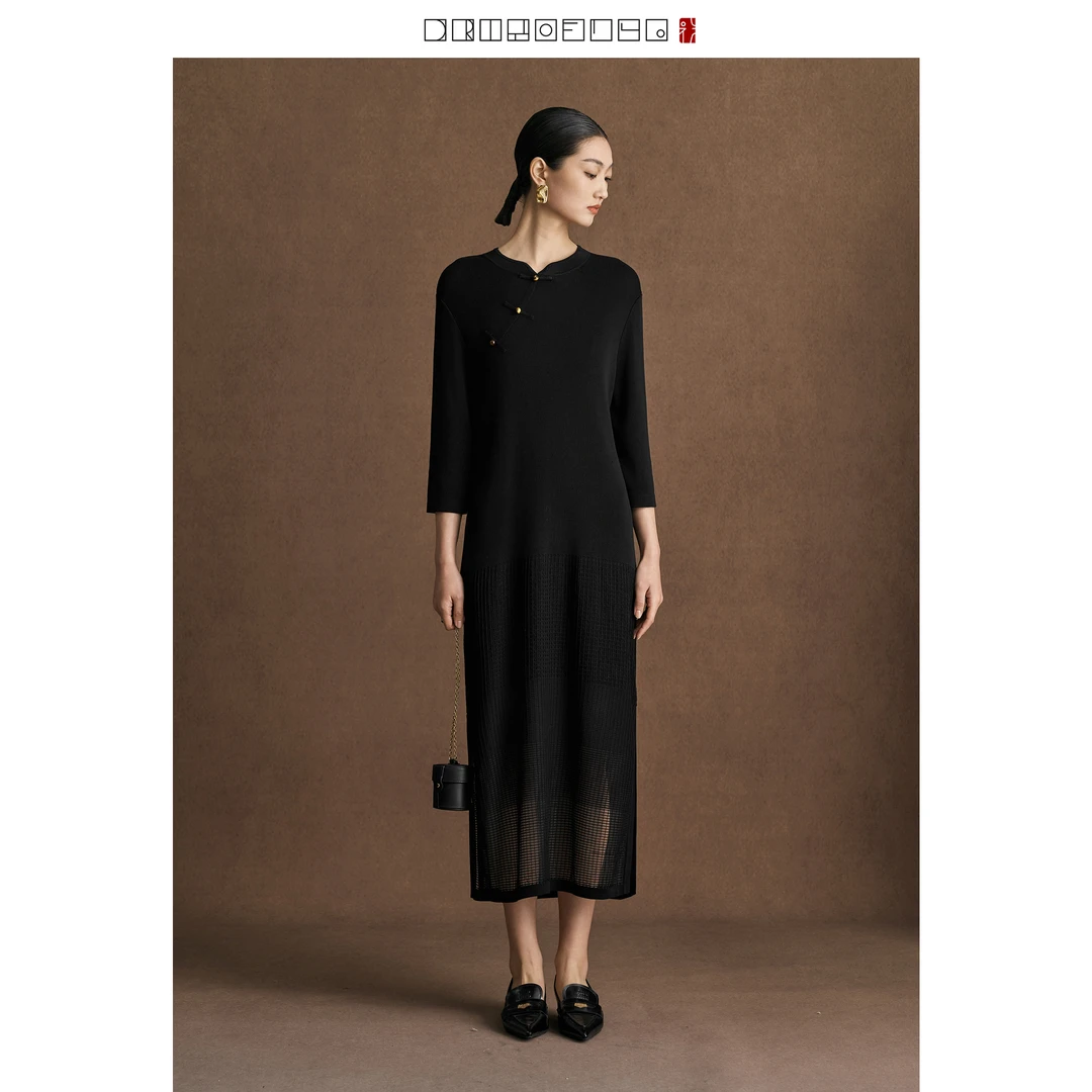 新中式连衣裙针织黑色渐变/DRITTOFILO得裶