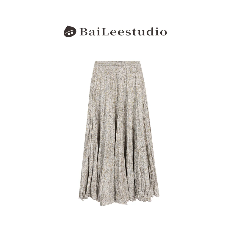 【柏栗良品】2025初夏新品日系温柔风松紧腰A字显瘦百搭半身裙23604