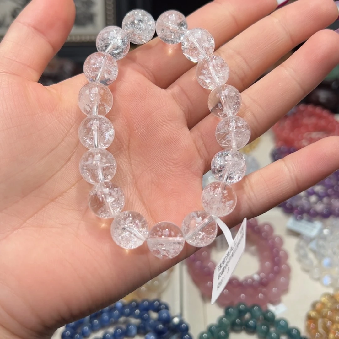 水晶手串未镶嵌居***黄收藏级彩虹白阿塞12.6mm