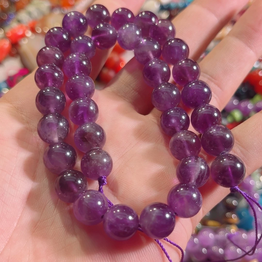 玛瑙/玉髓合金珠宝半成品乌拉圭紫水晶一条11mm